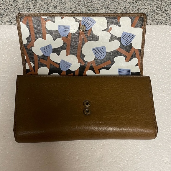 EUC “Fossil Logan” Brown & Multi-color Genuine Leather Clutch Wallet w/Snap Flap - Picture 12 of 16